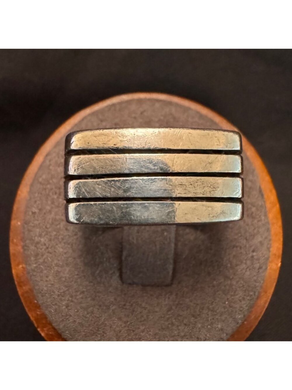 Solid Sterling Silver 925 Geometric Squared Design Band Ring Size 9